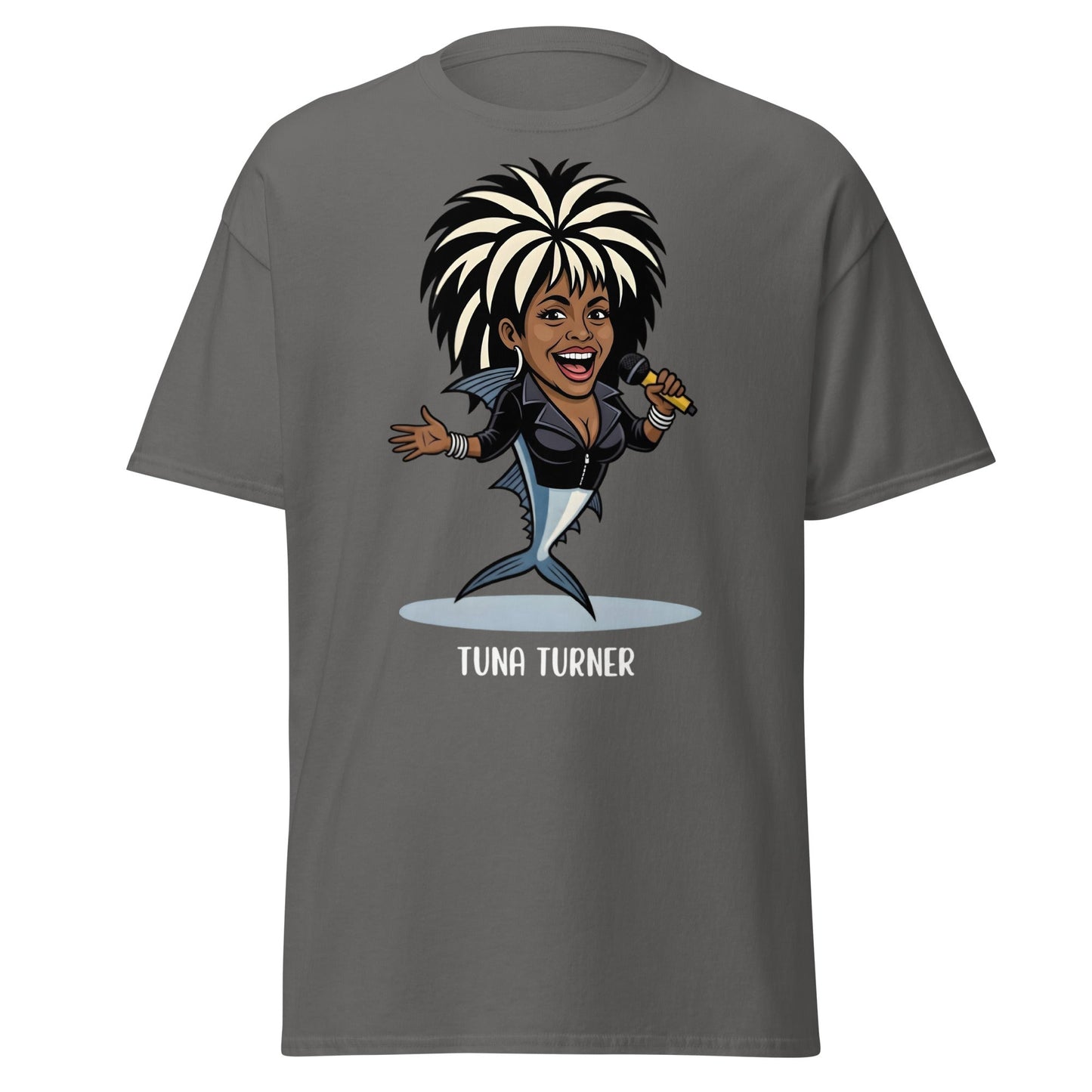 Tuna Turner Funny Parody T-Shirt | Soul Diva Fish Tee - Charcoal - T-Shirts Online
