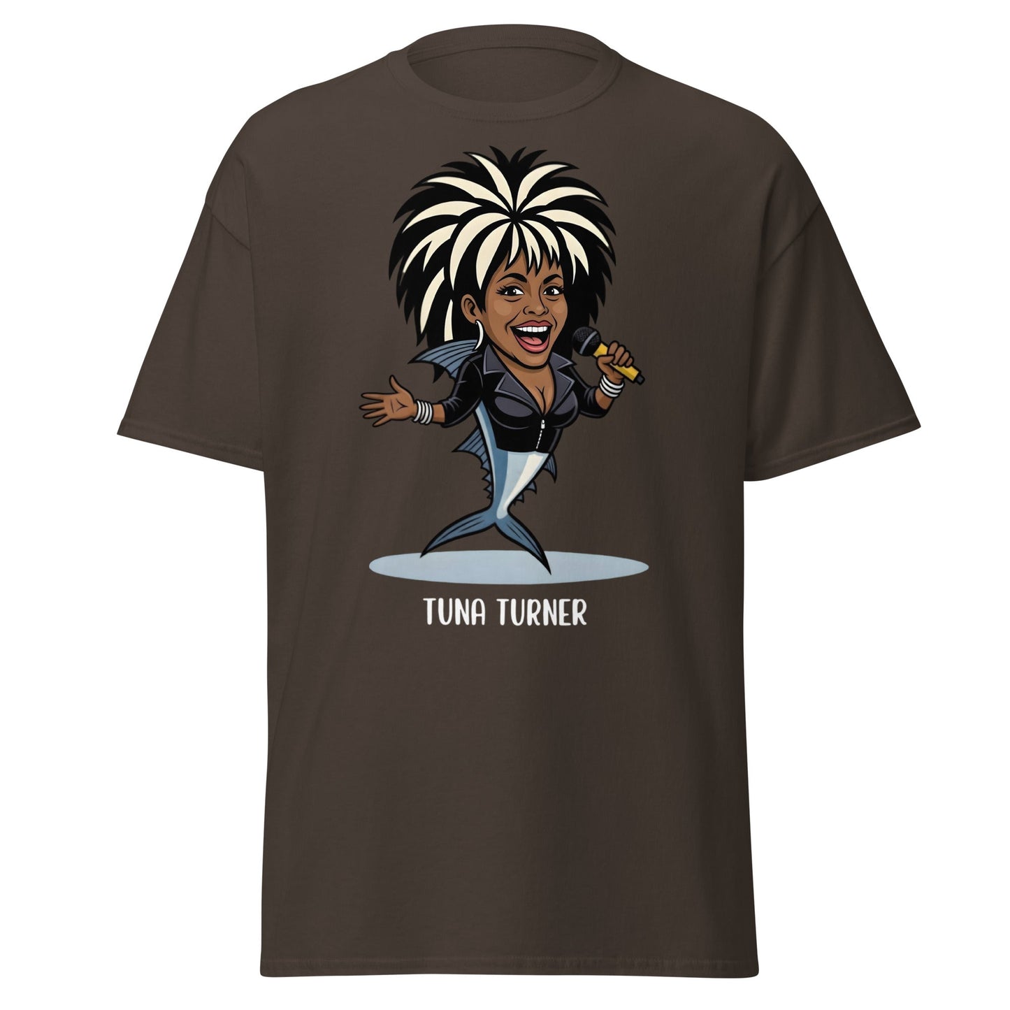 Tuna Turner Funny Parody T-Shirt | Soul Diva Fish Tee - Dark Chocolate - T-Shirts Online