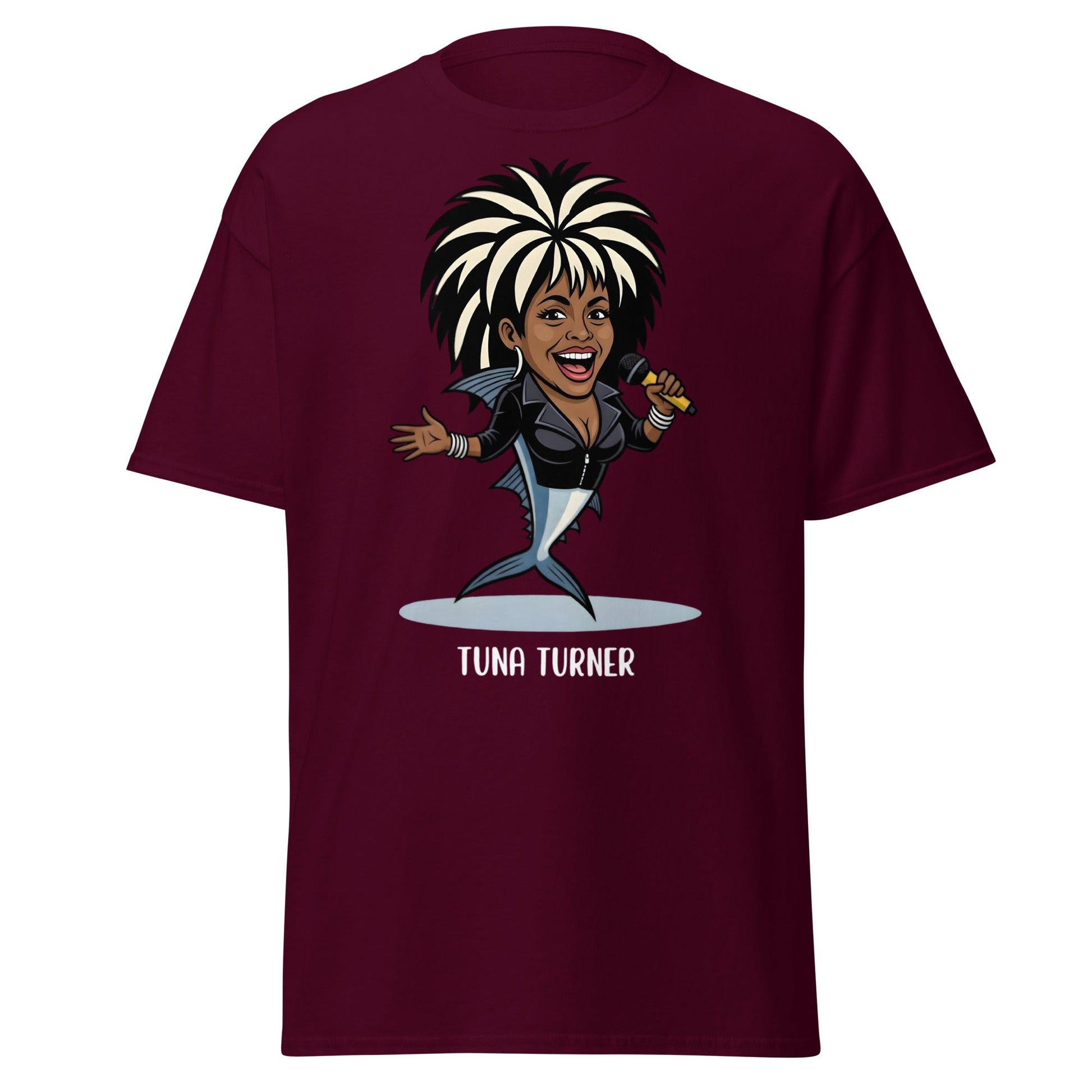 Tuna Turner Funny Parody T-Shirt | Soul Diva Fish Tee - Maroon - T-Shirts Online