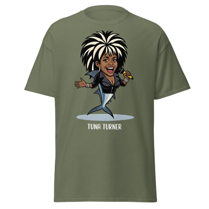 Tuna Turner Funny Parody T-Shirt | Soul Diva Fish Tee - Military Green - T-Shirts Online