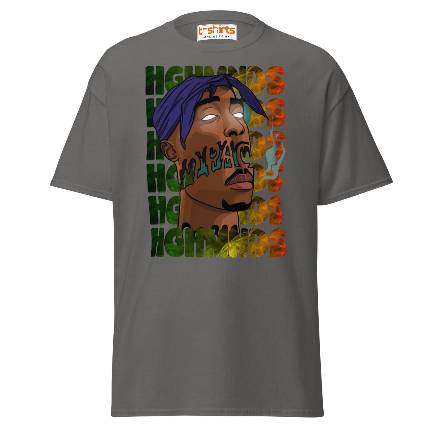 Tupac Abstract Art Hip - Hop Graphic T-Shirt - Charcoal - T-Shirts Online