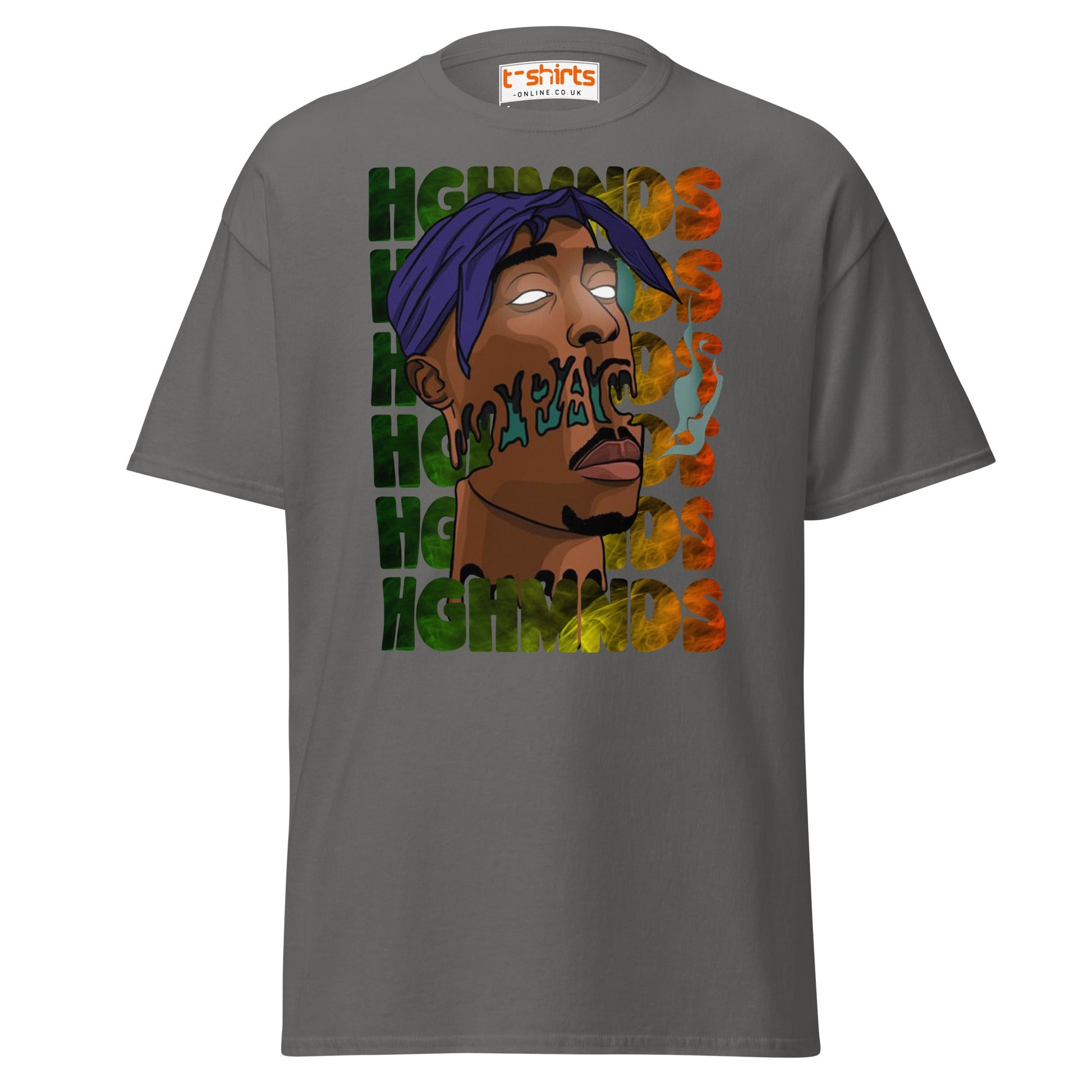 Tupac Abstract Art Hip - Hop Graphic T-Shirt - Charcoal - T-Shirts Online