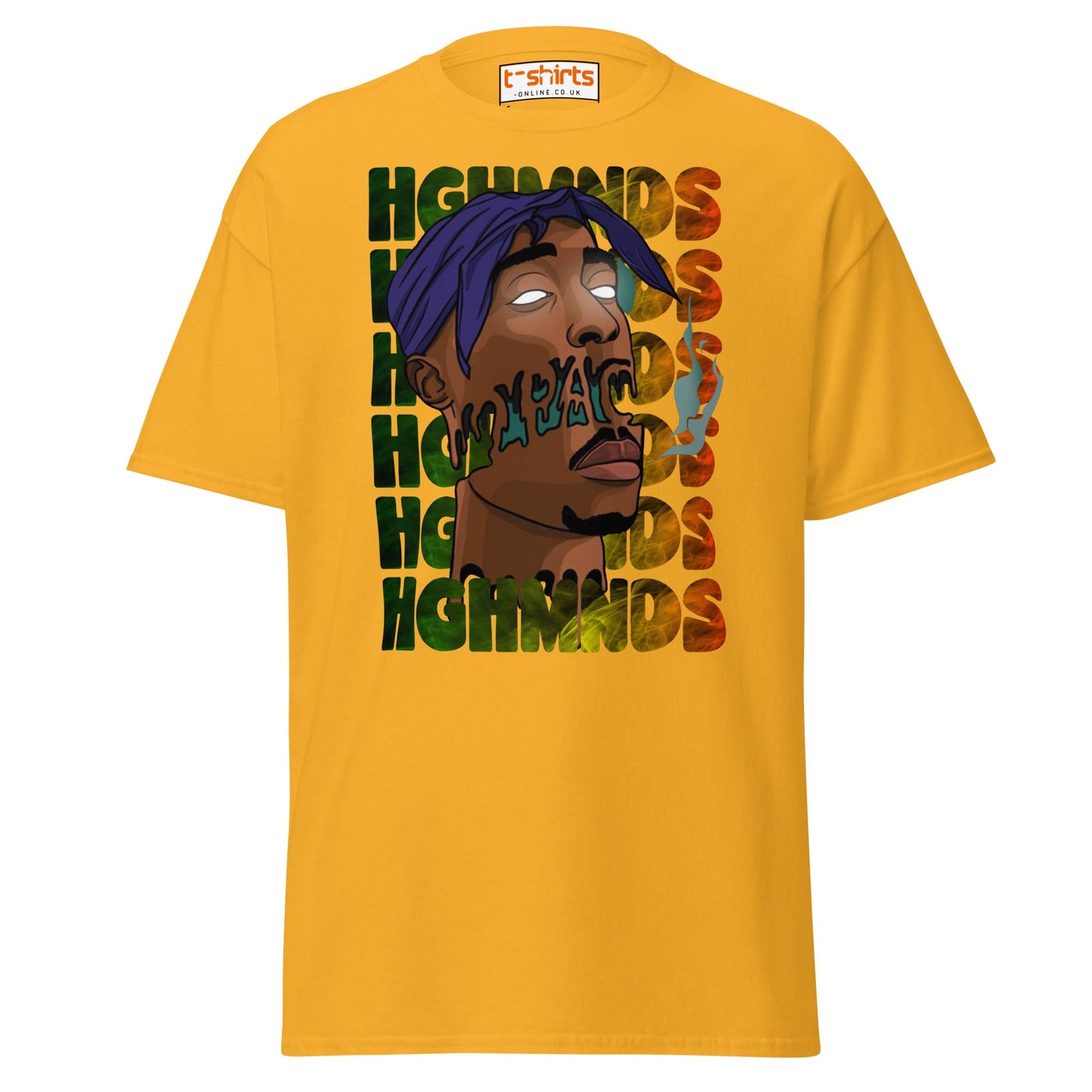 Tupac Abstract Art Hip - Hop Graphic T-Shirt - Gold - T-Shirts Online