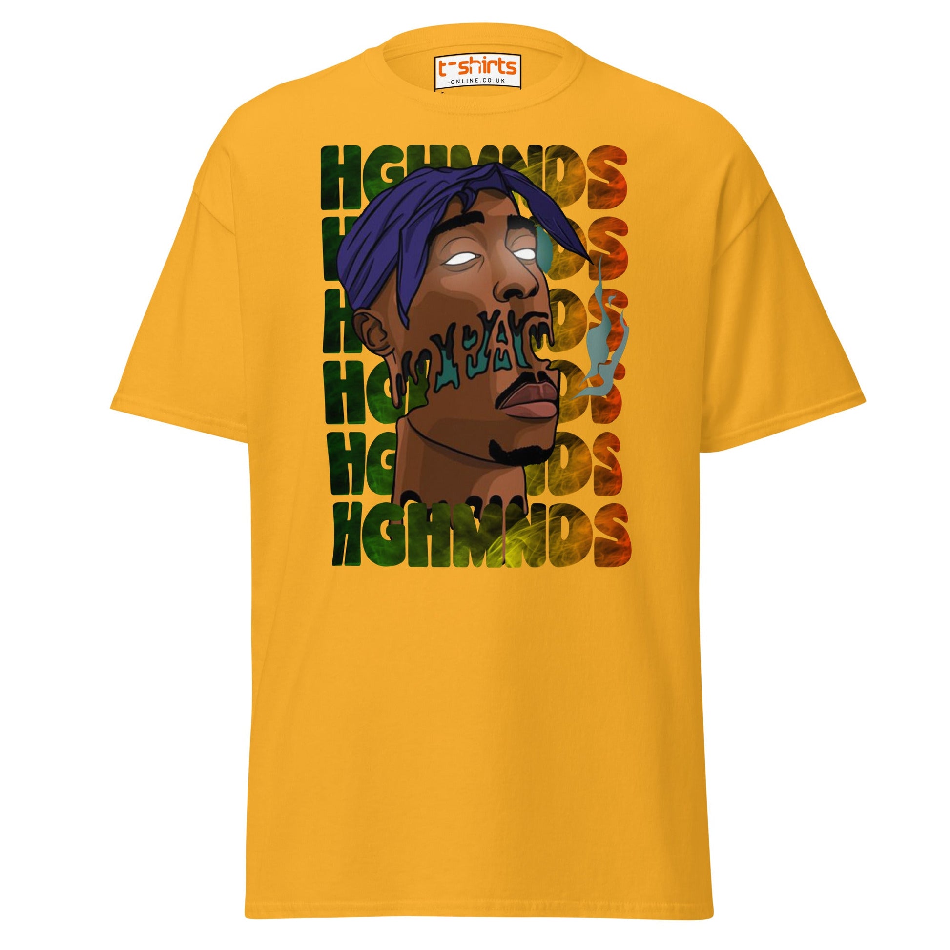 Tupac Abstract Art Hip - Hop Graphic T-Shirt - Gold - T-Shirts Online