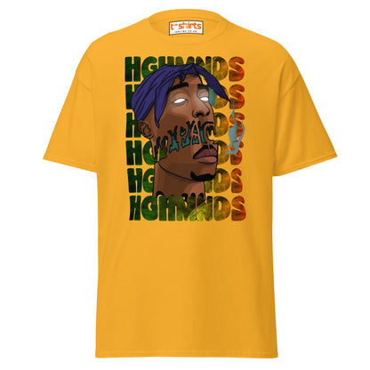 Tupac Abstract Art Hip - Hop Graphic T-Shirt - Gold - T-Shirts Online