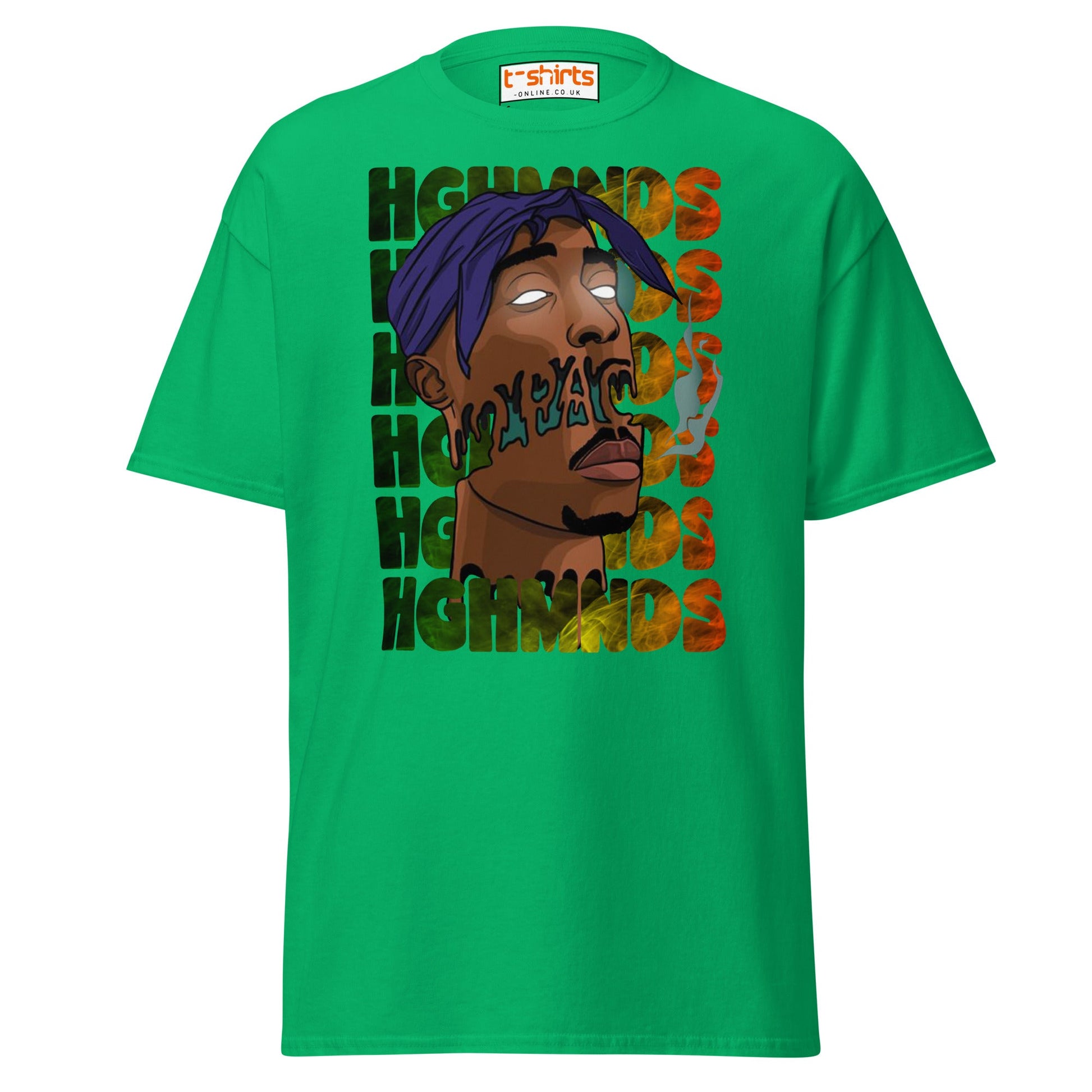 Tupac Abstract Art Hip - Hop Graphic T-Shirt - Irish Green - T-Shirts Online