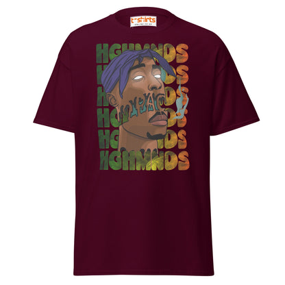 Tupac Abstract Art Hip - Hop Graphic T-Shirt - Maroon - T-Shirts Online