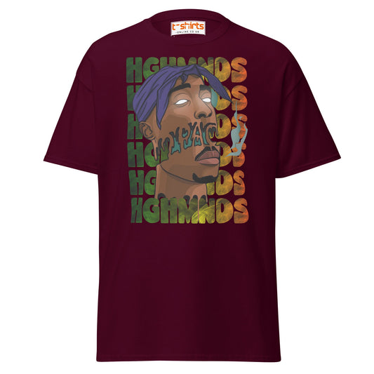 Tupac Abstract Art Hip - Hop Graphic T-Shirt - Maroon - T-Shirts Online