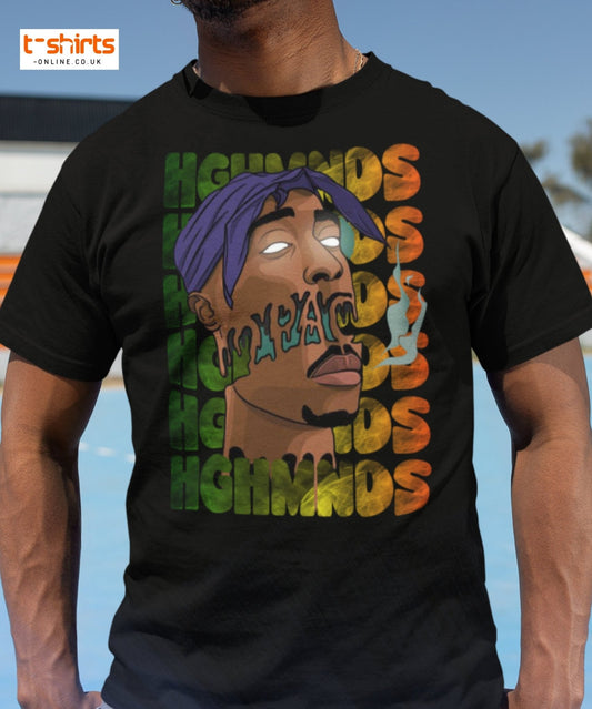 Tupac Abstract Art Hip - Hop Graphic T-Shirt - Maroon - T-Shirts Online