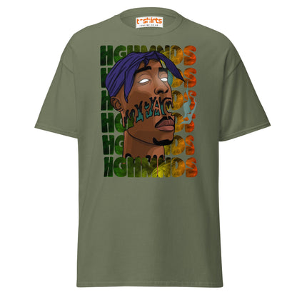 Tupac Abstract Art Hip - Hop Graphic T-Shirt - Military Green - T-Shirts Online