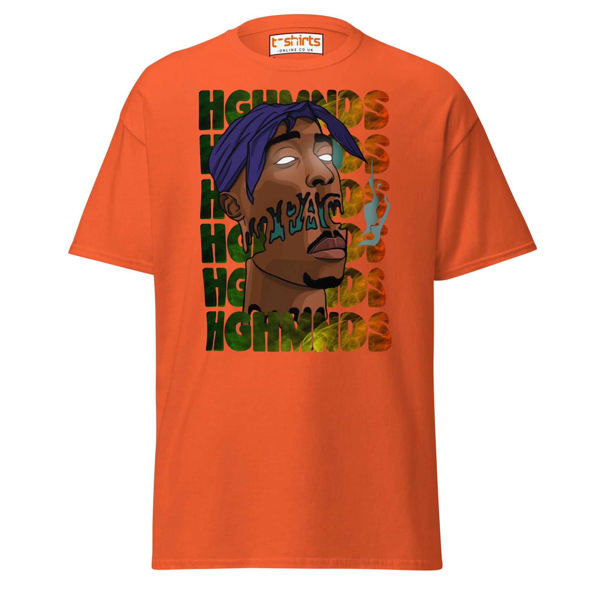 Tupac Abstract Art Hip - Hop Graphic T-Shirt - Orange - T-Shirts Online