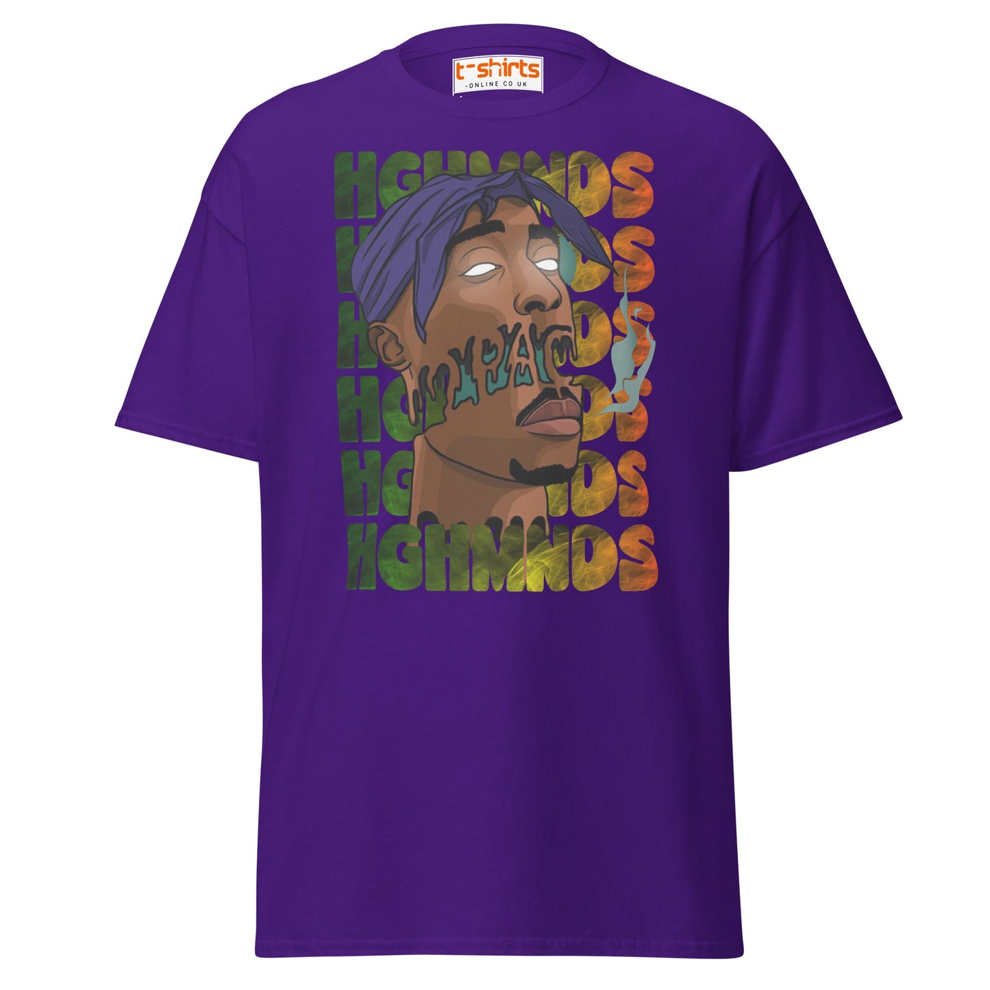 Tupac Abstract Art Hip - Hop Graphic T-Shirt - Purple - T-Shirts Online