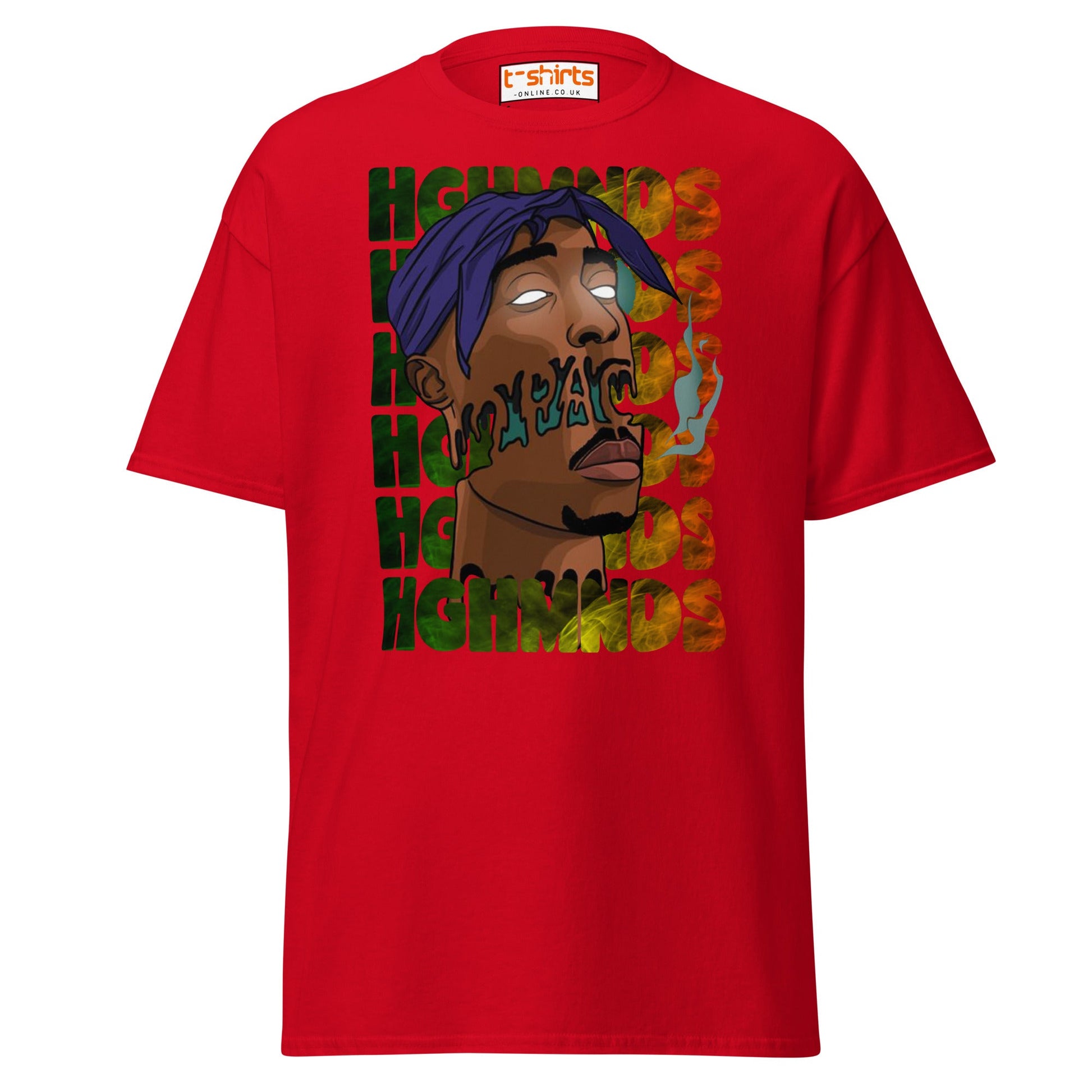 Tupac Abstract Art Hip - Hop Graphic T-Shirt - Red - T-Shirts Online