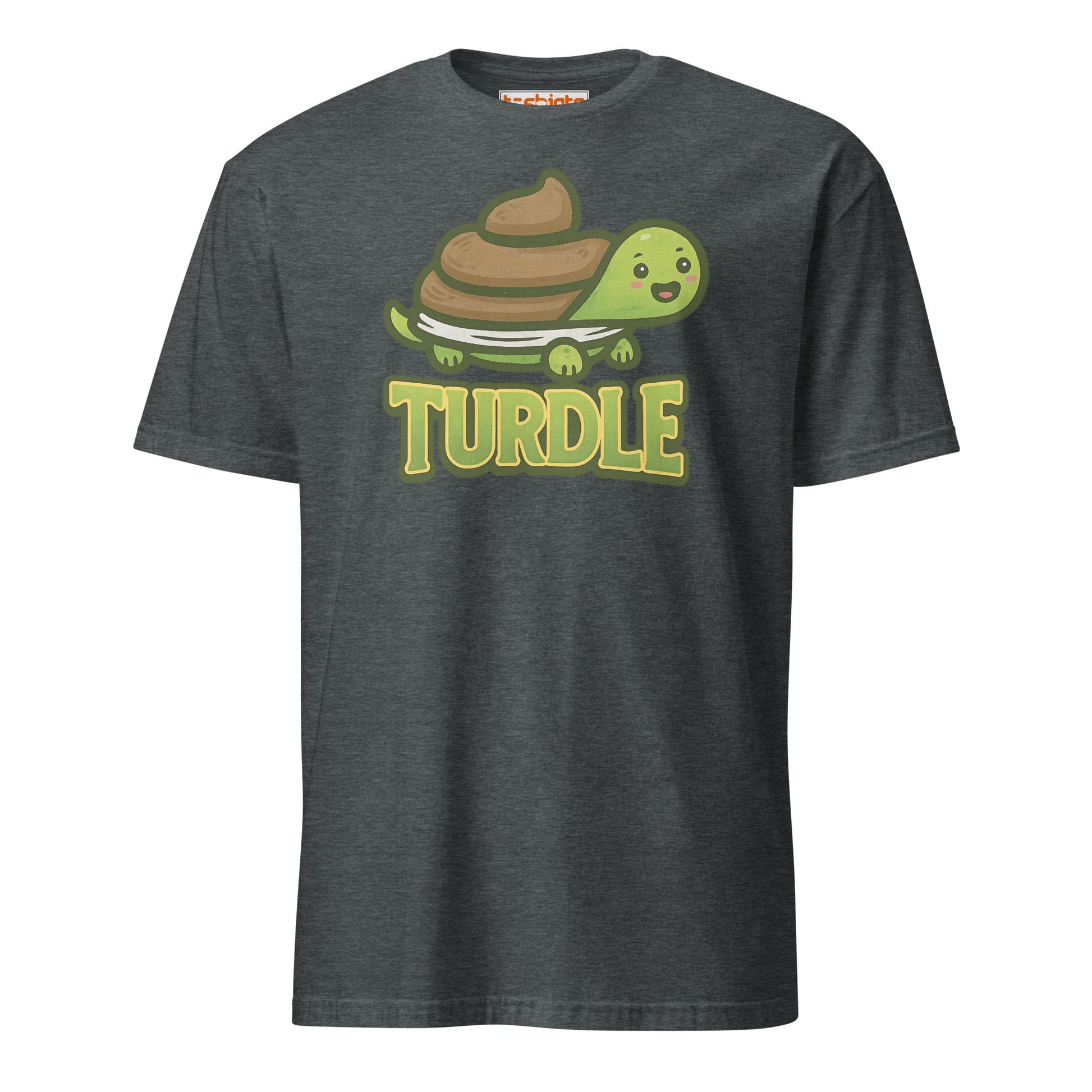 Turdle T-Shirt – Funny Poop Turtle Pun Cartoon Tee - Dark Heather - T-Shirts Online