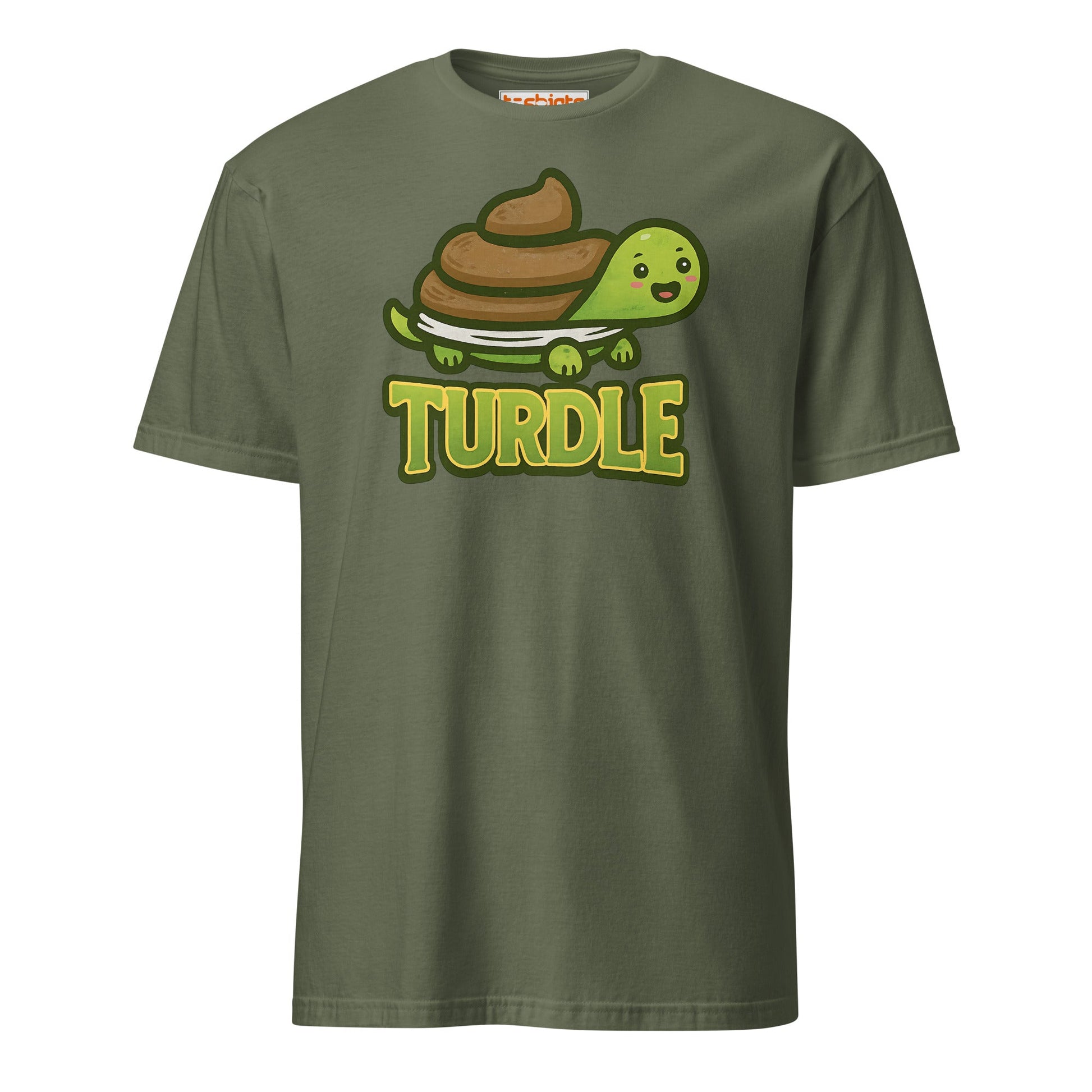 Turdle T-Shirt – Funny Poop Turtle Pun Cartoon Tee - Military Green - T-Shirts Online