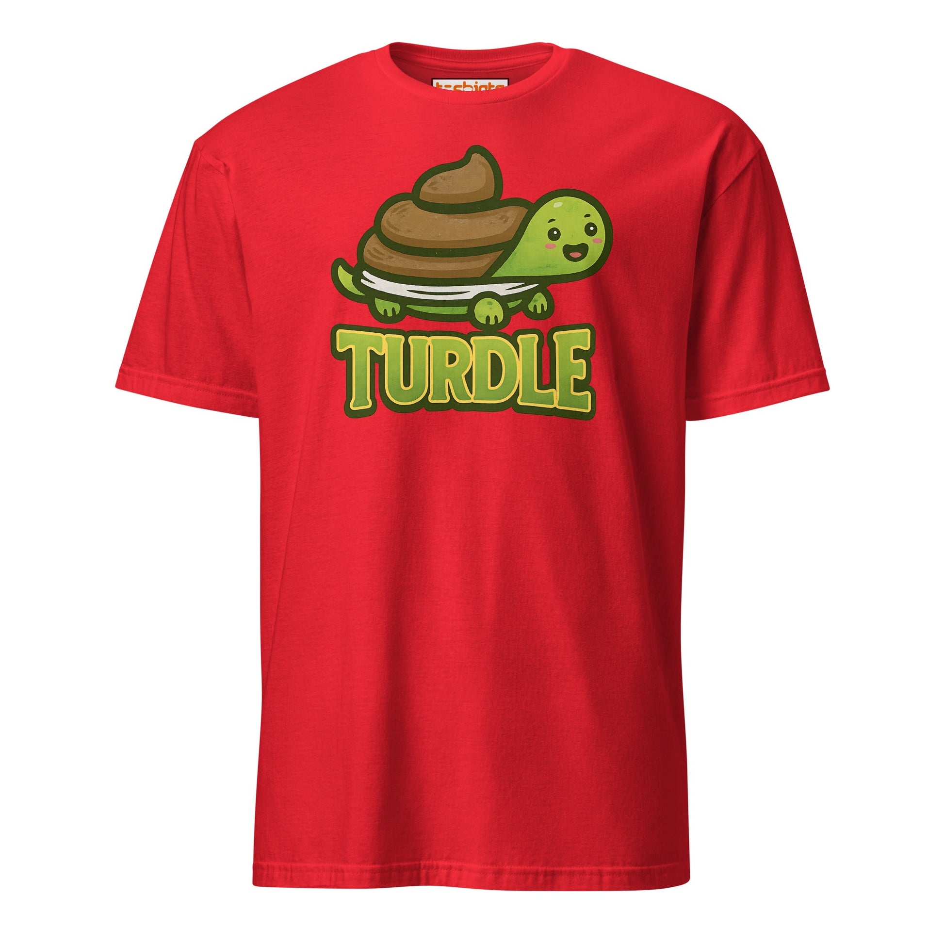 Turdle T-Shirt – Funny Poop Turtle Pun Cartoon Tee - Red - T-Shirts Online