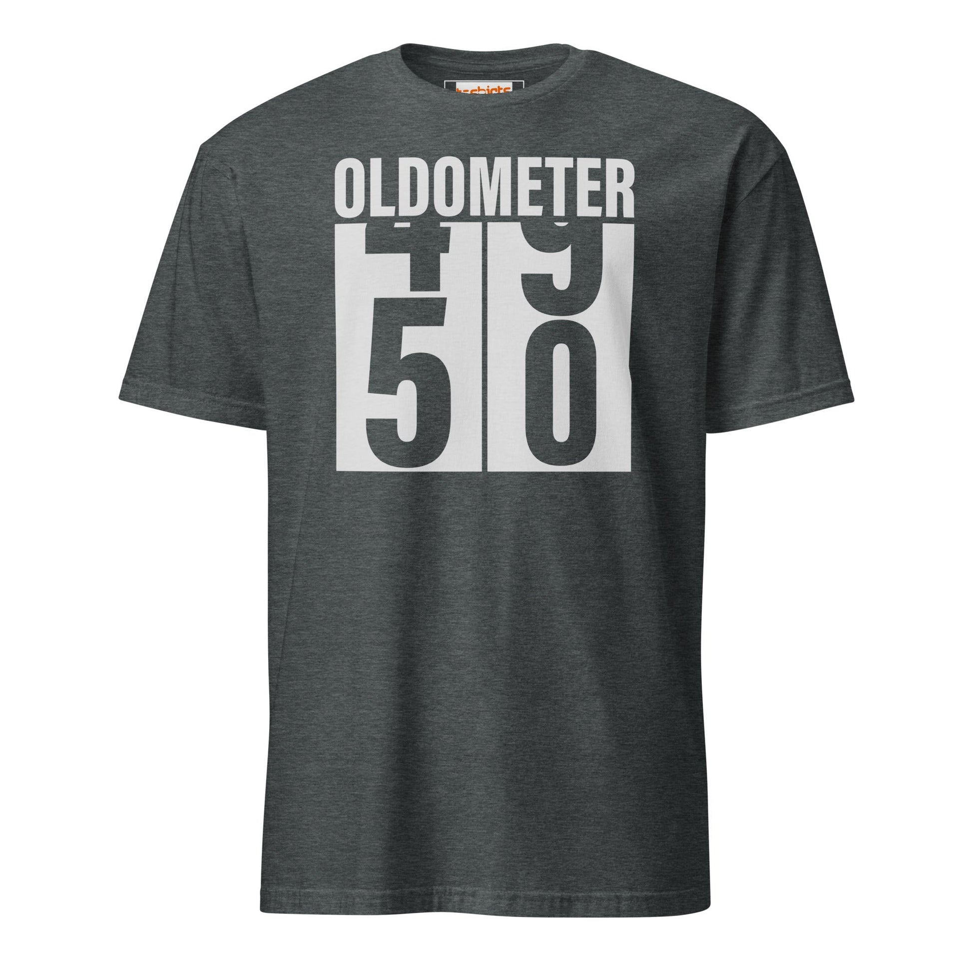 Turning 50 T-Shirt | Oldometer Birthday Tee - Dark Heather - T-Shirts Online
