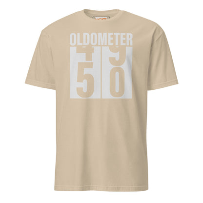 Turning 50 T-Shirt | Oldometer Birthday Tee - Sand - T-Shirts Online