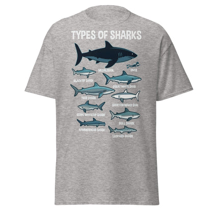 Types of Sharks Scale T-Shirt | Marine Biology Graphic Tee - Sport Grey - T-Shirts Online