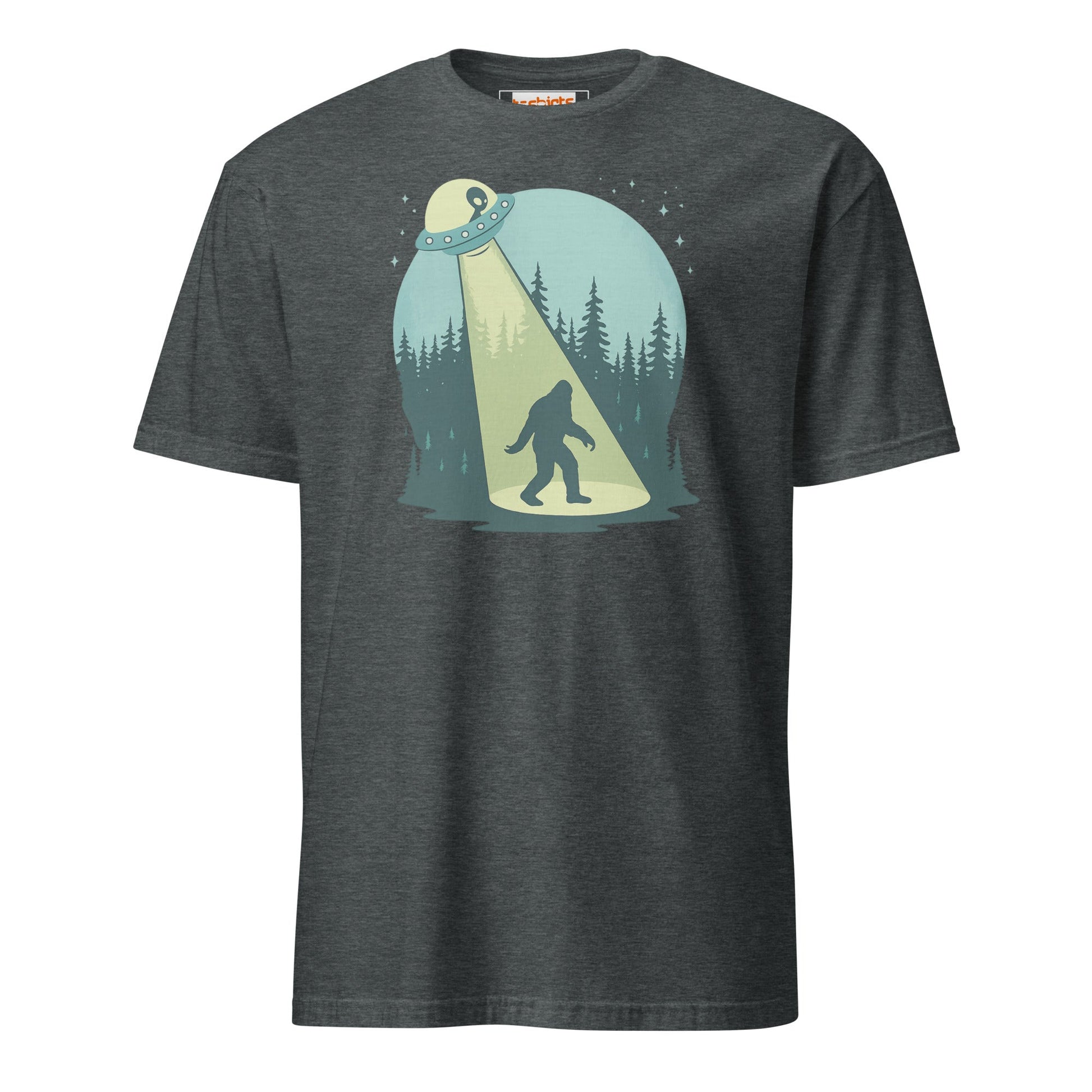 UFO Sasquatch T-Shirt | Funny Alien Bigfoot Tee - Dark Heather - T-Shirts Online