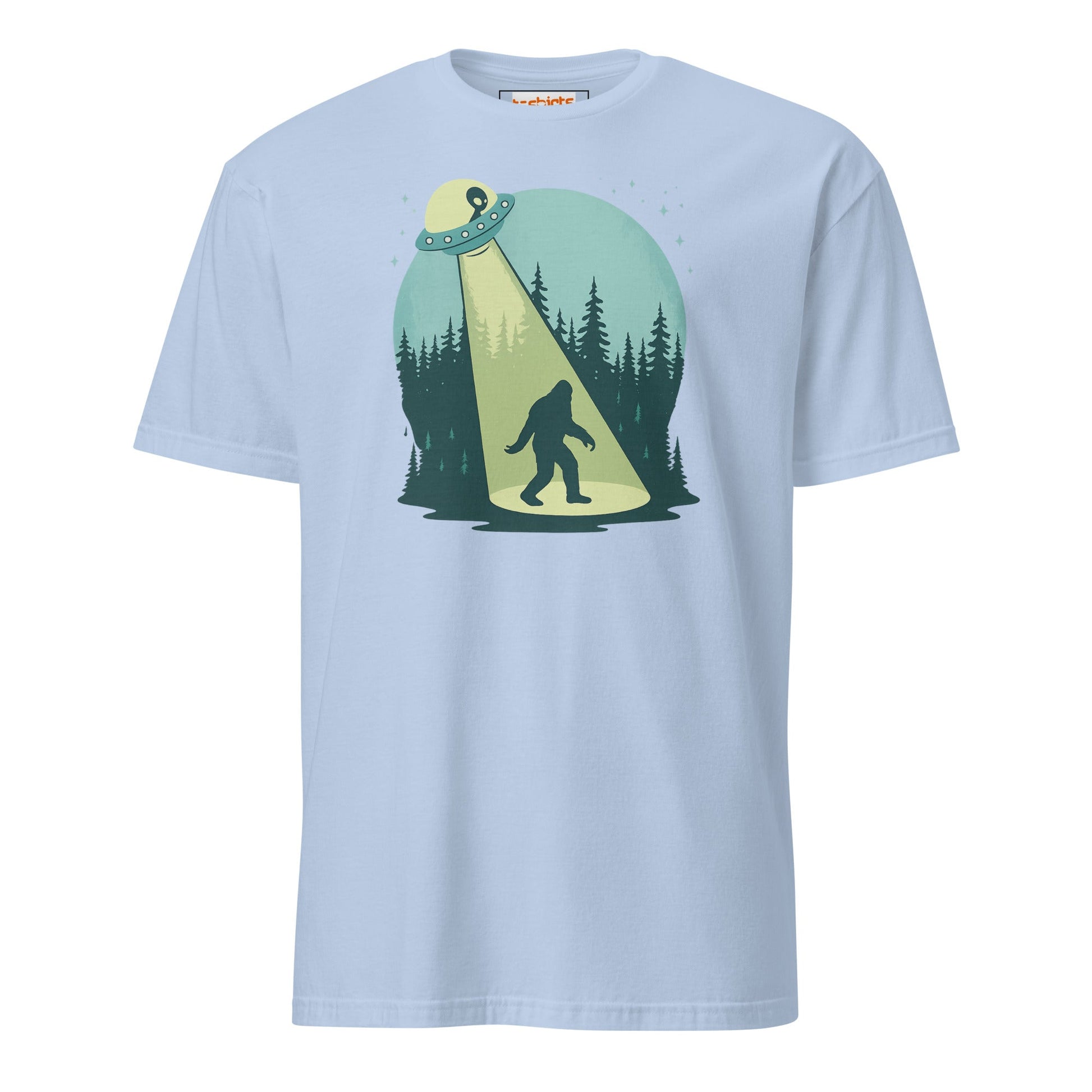 UFO Sasquatch T-Shirt | Funny Alien Bigfoot Tee - Light Blue - T-Shirts Online