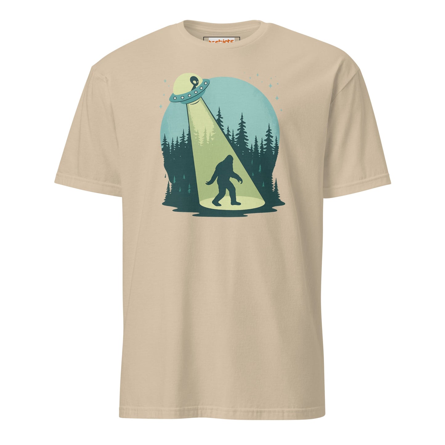 UFO Sasquatch T-Shirt | Funny Alien Bigfoot Tee - Sand - T-Shirts Online