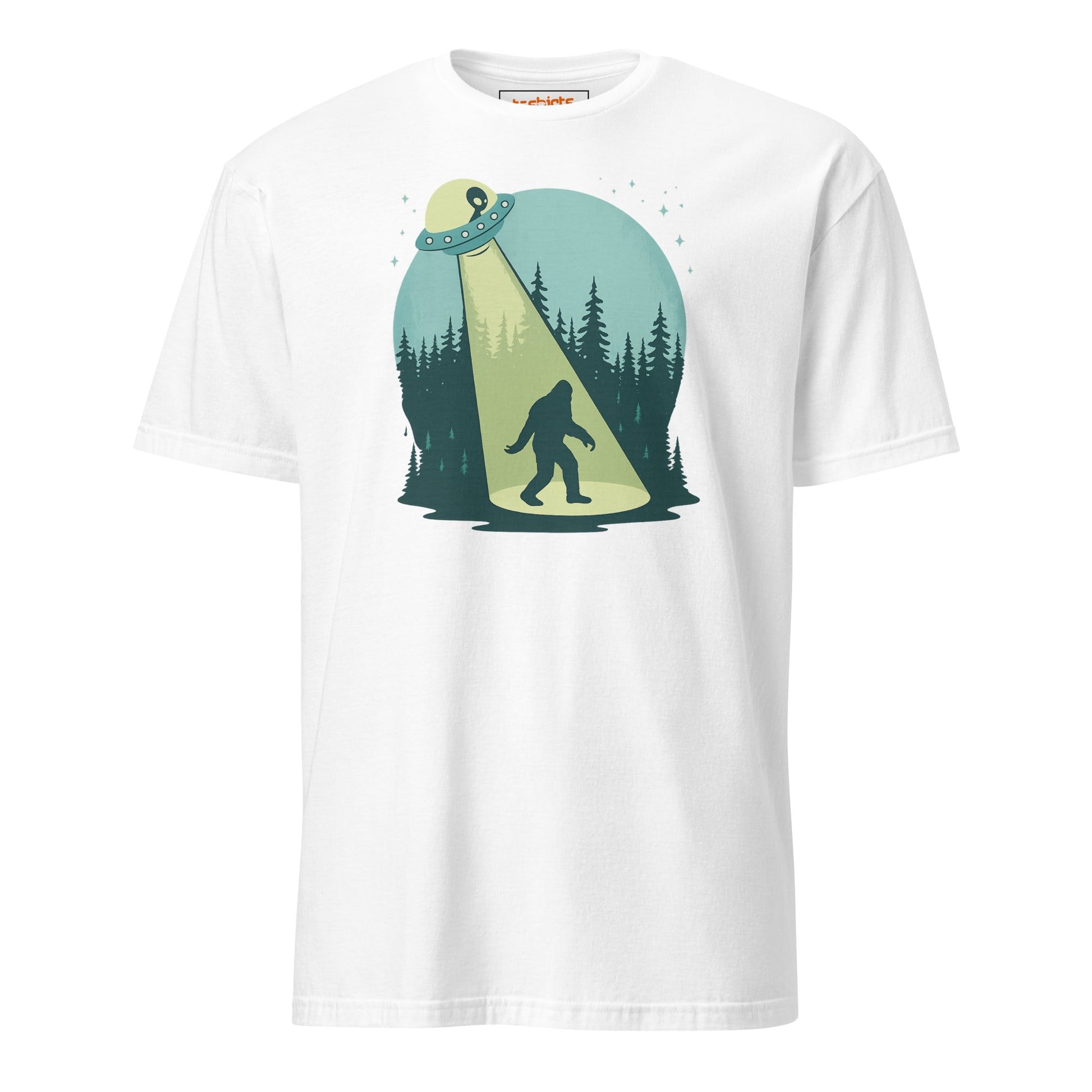 UFO Sasquatch T-Shirt | Funny Alien Bigfoot Tee - White - T-Shirts Online