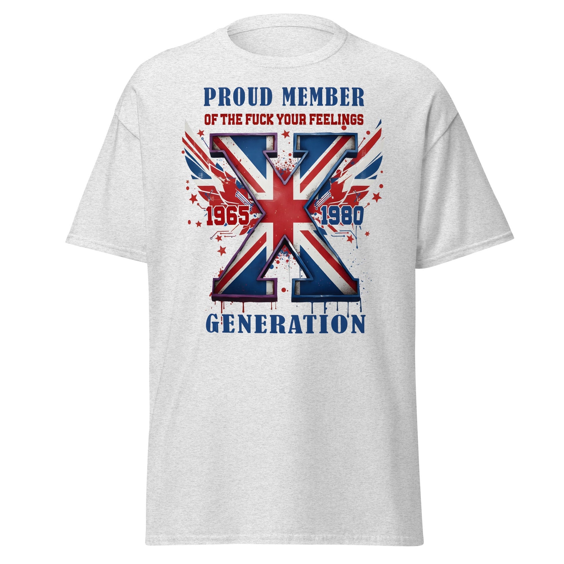 UK Gen X Fuck Your Feelings Union Jack T-Shirt - Ash - T-Shirts Online