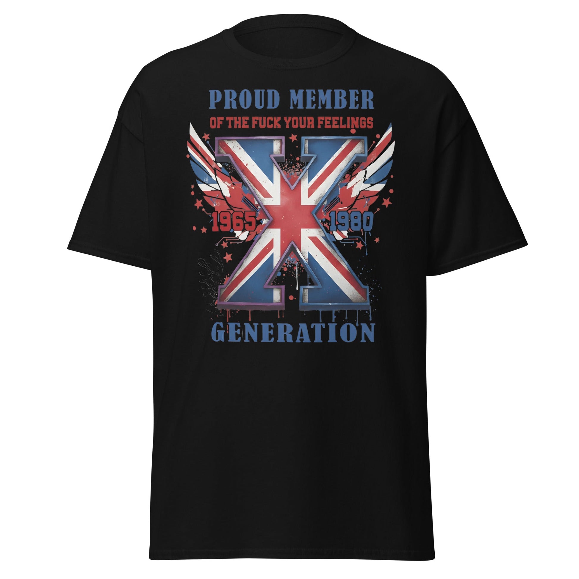 UK Gen X Fuck Your Feelings Union Jack T-Shirt - Black - T-Shirts Online
