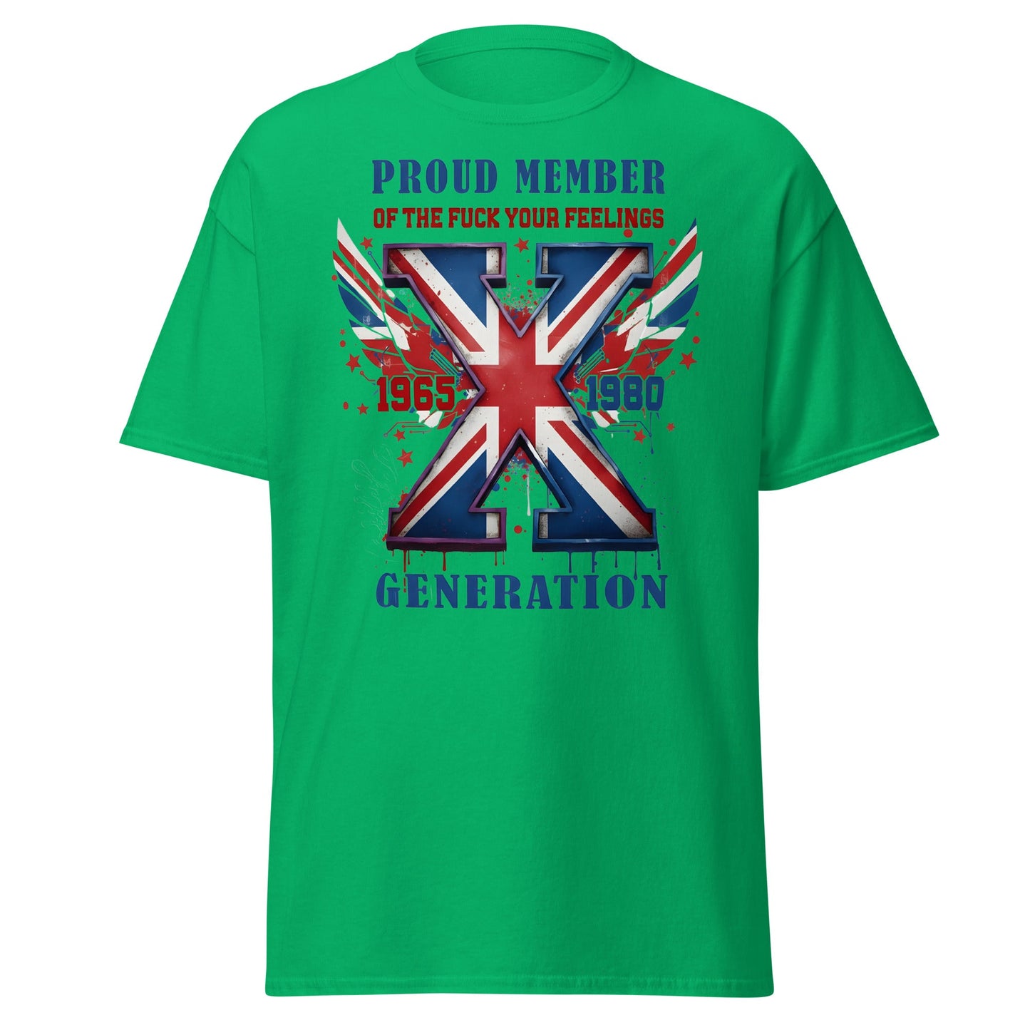 UK Gen X Fuck Your Feelings Union Jack T-Shirt - Irish Green - T-Shirts Online