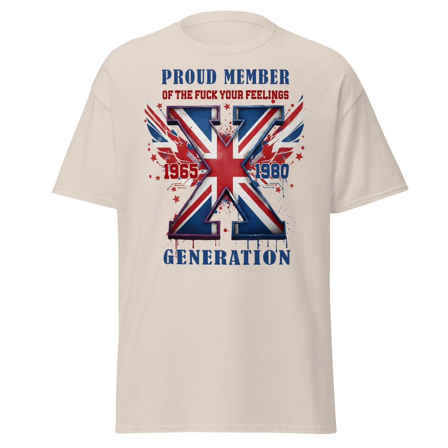 UK Gen X Fuck Your Feelings Union Jack T-Shirt - Natural - T-Shirts Online