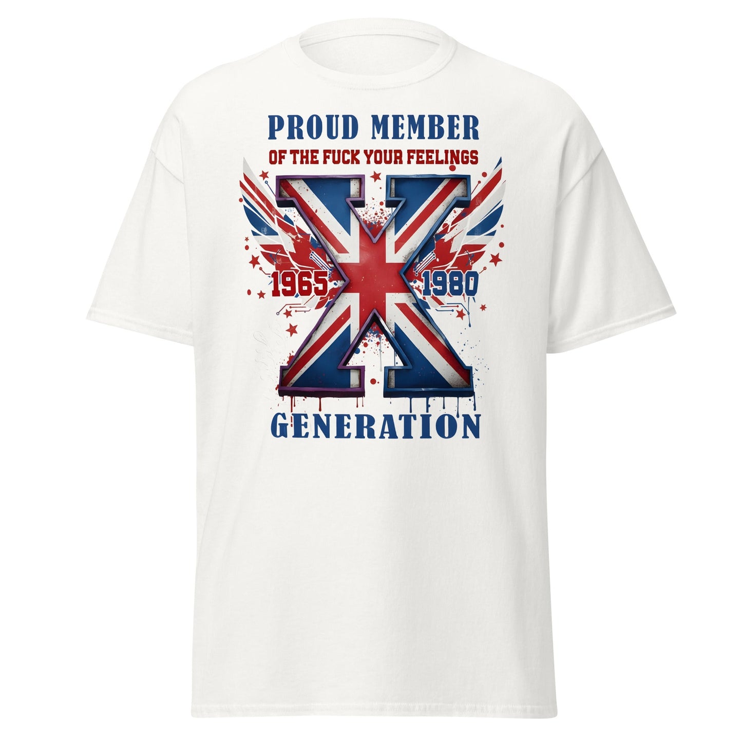 UK Gen X Fuck Your Feelings Union Jack T-Shirt - White - T-Shirts Online
