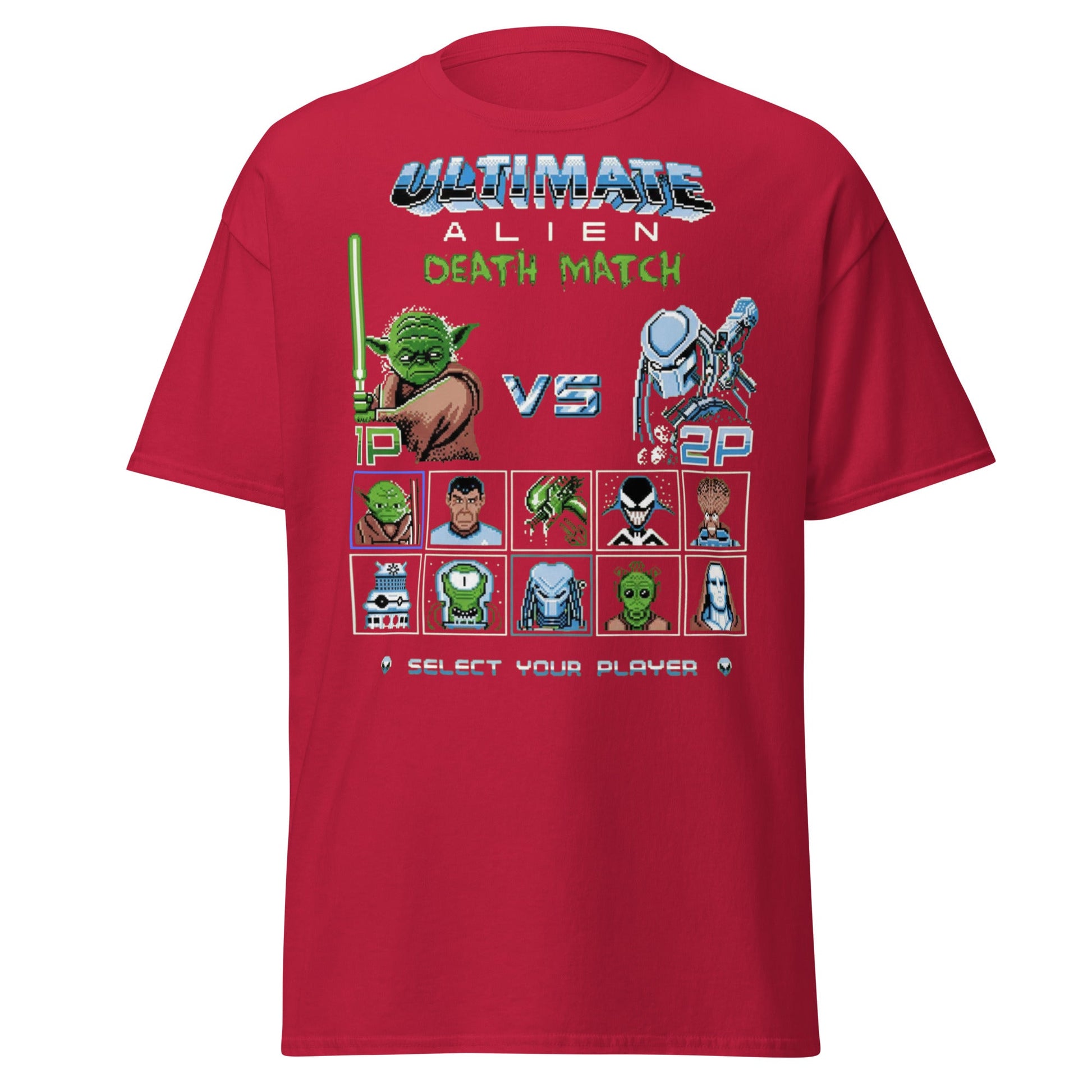 Ultimate Alien Death Match T-Shirt - Retro Gaming Parody - Cardinal - T-Shirts Online