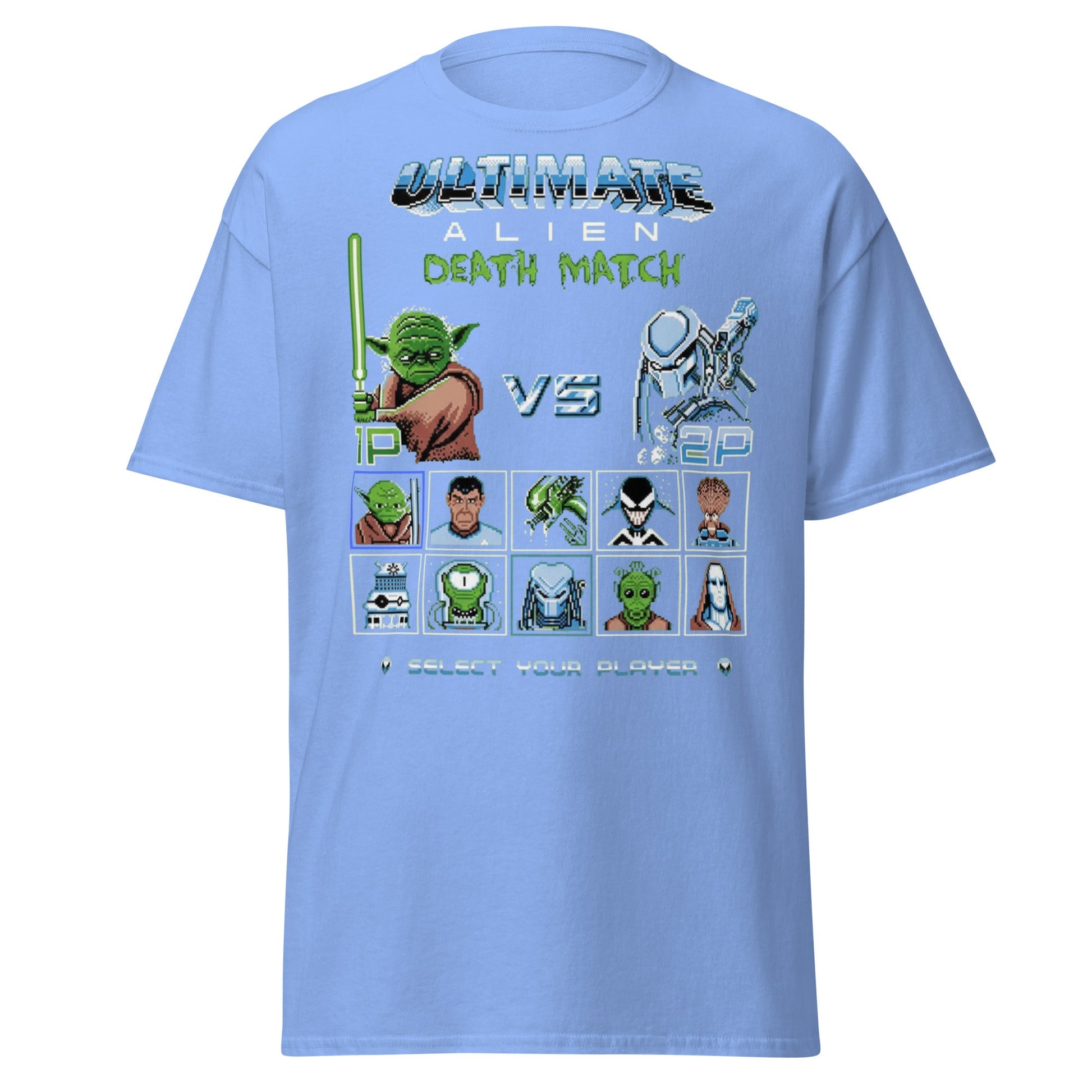 Ultimate Alien Death Match T-Shirt - Retro Gaming Parody - Carolina Blue - T-Shirts Online