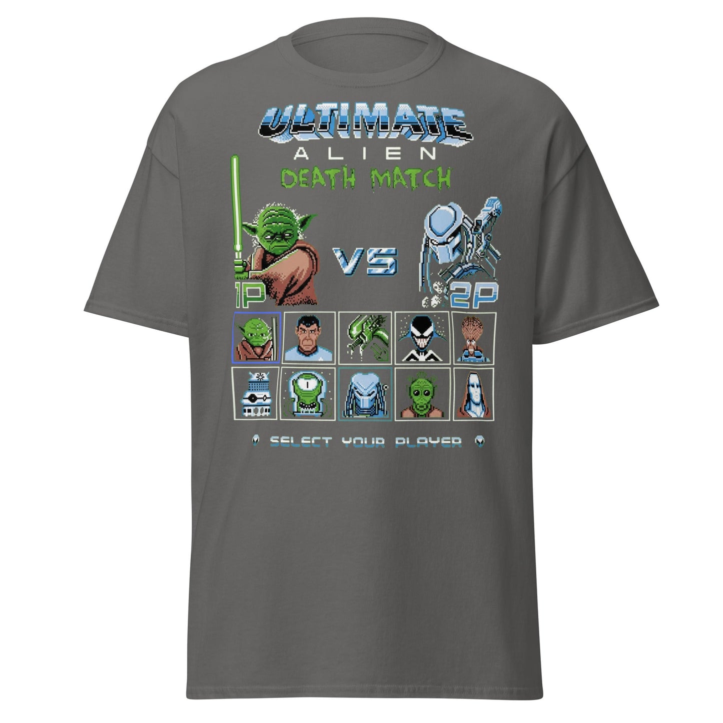 Ultimate Alien Death Match T-Shirt - Retro Gaming Parody - Charcoal - T-Shirts Online