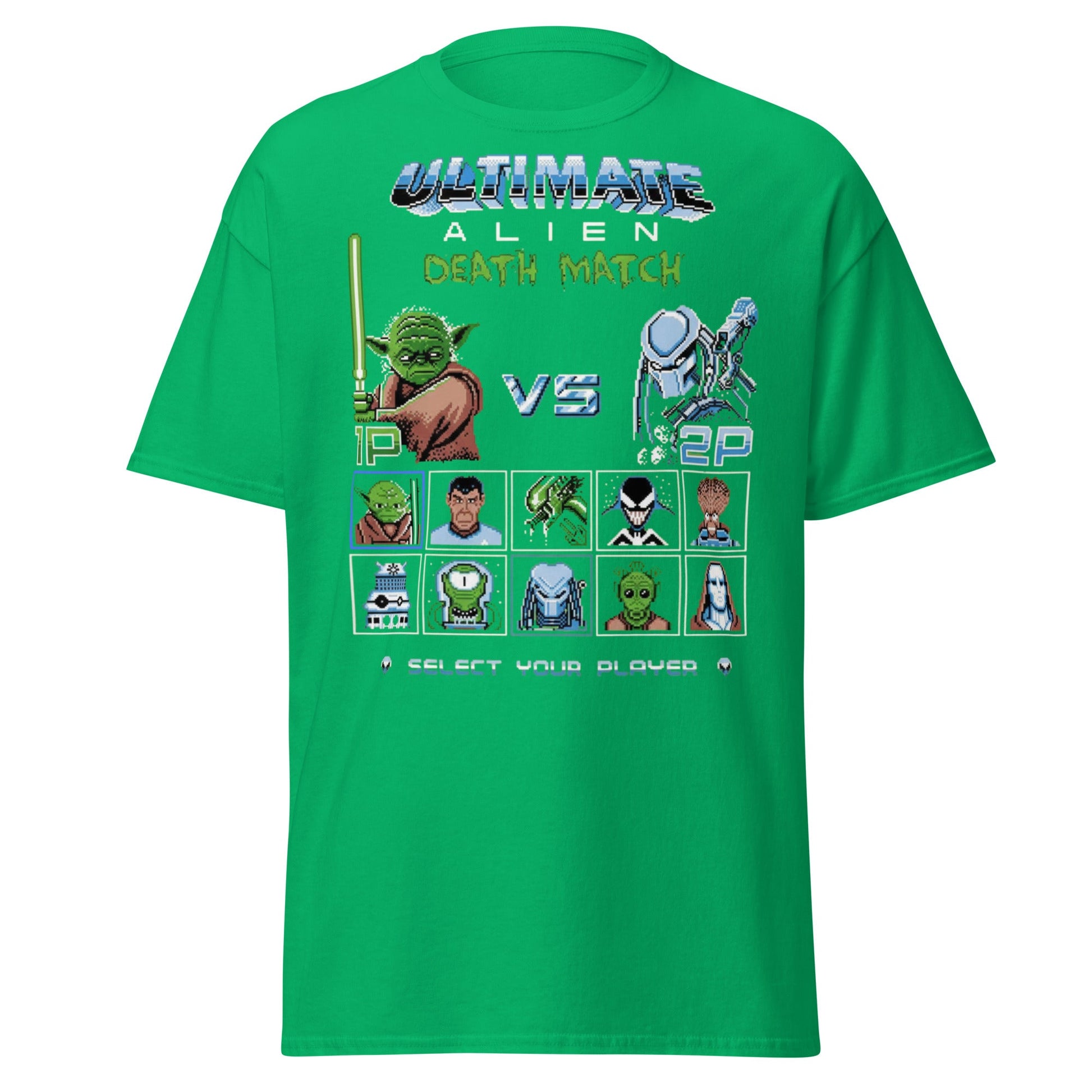 Ultimate Alien Death Match T-Shirt - Retro Gaming Parody - Irish Green - T-Shirts Online