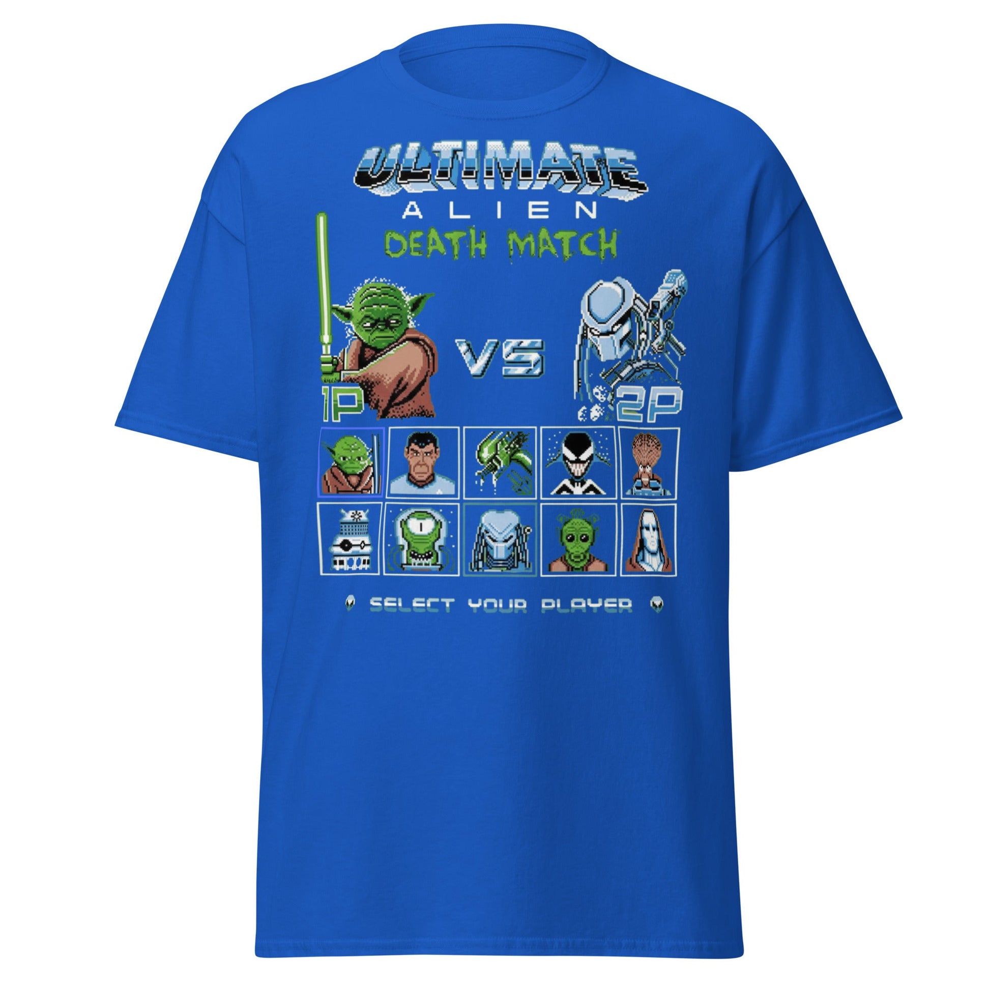 Ultimate Alien Death Match T-Shirt - Retro Gaming Parody - Royal - T-Shirts Online