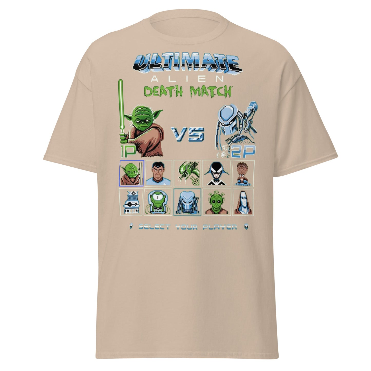 Ultimate Alien Death Match T-Shirt - Retro Gaming Parody - Sand - T-Shirts Online