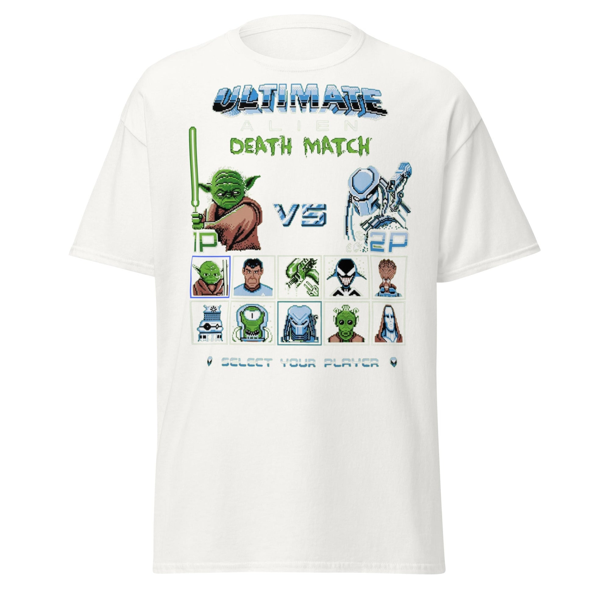 Ultimate Alien Death Match T-Shirt - Retro Gaming Parody - White - T-Shirts Online