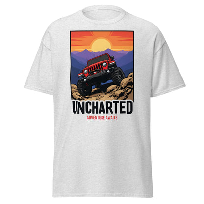 Uncharted Adventure Awaits Off - Road Jeep Tee | 4x4 Apparel - Ash - T-Shirts Online