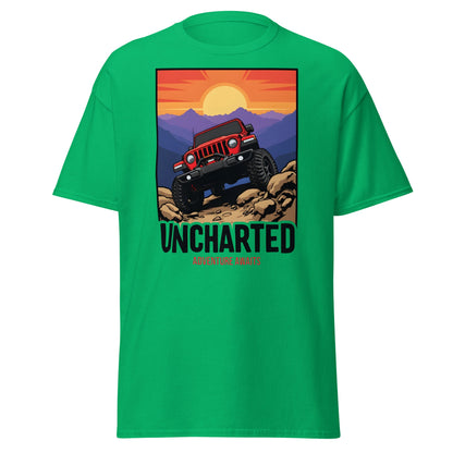 Uncharted Adventure Awaits Off - Road Jeep Tee | 4x4 Apparel - Irish Green - T-Shirts Online