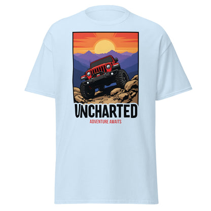 Uncharted Adventure Awaits Off - Road Jeep Tee | 4x4 Apparel - Light Blue - T-Shirts Online