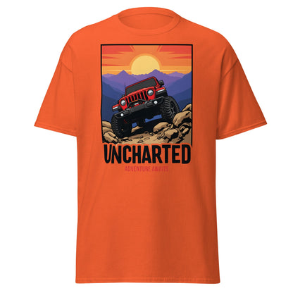 Uncharted Adventure Awaits Off - Road Jeep Tee | 4x4 Apparel - Orange - T-Shirts Online