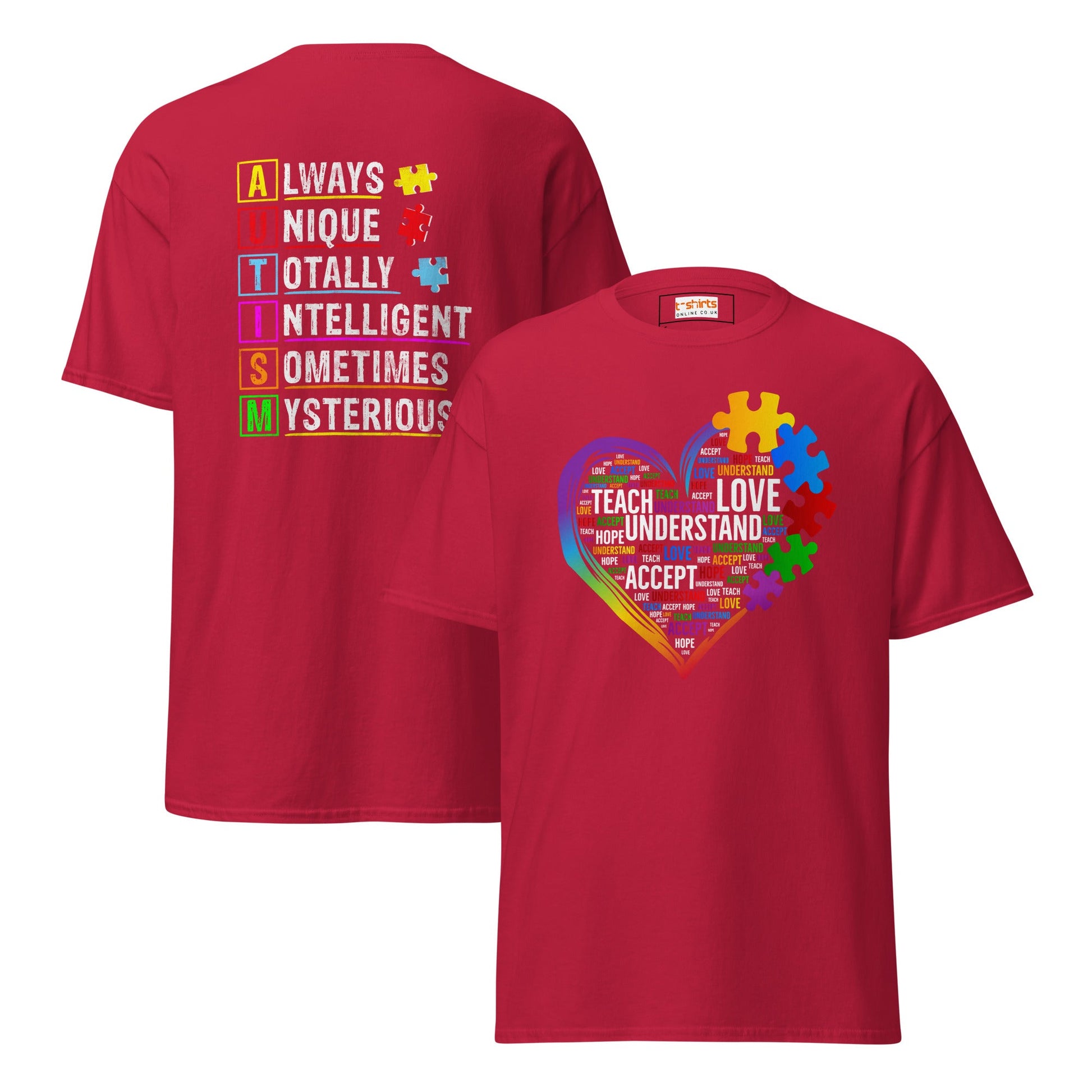 Understand Autism | Autism T-Shirt - Cardinal - T-Shirts Online
