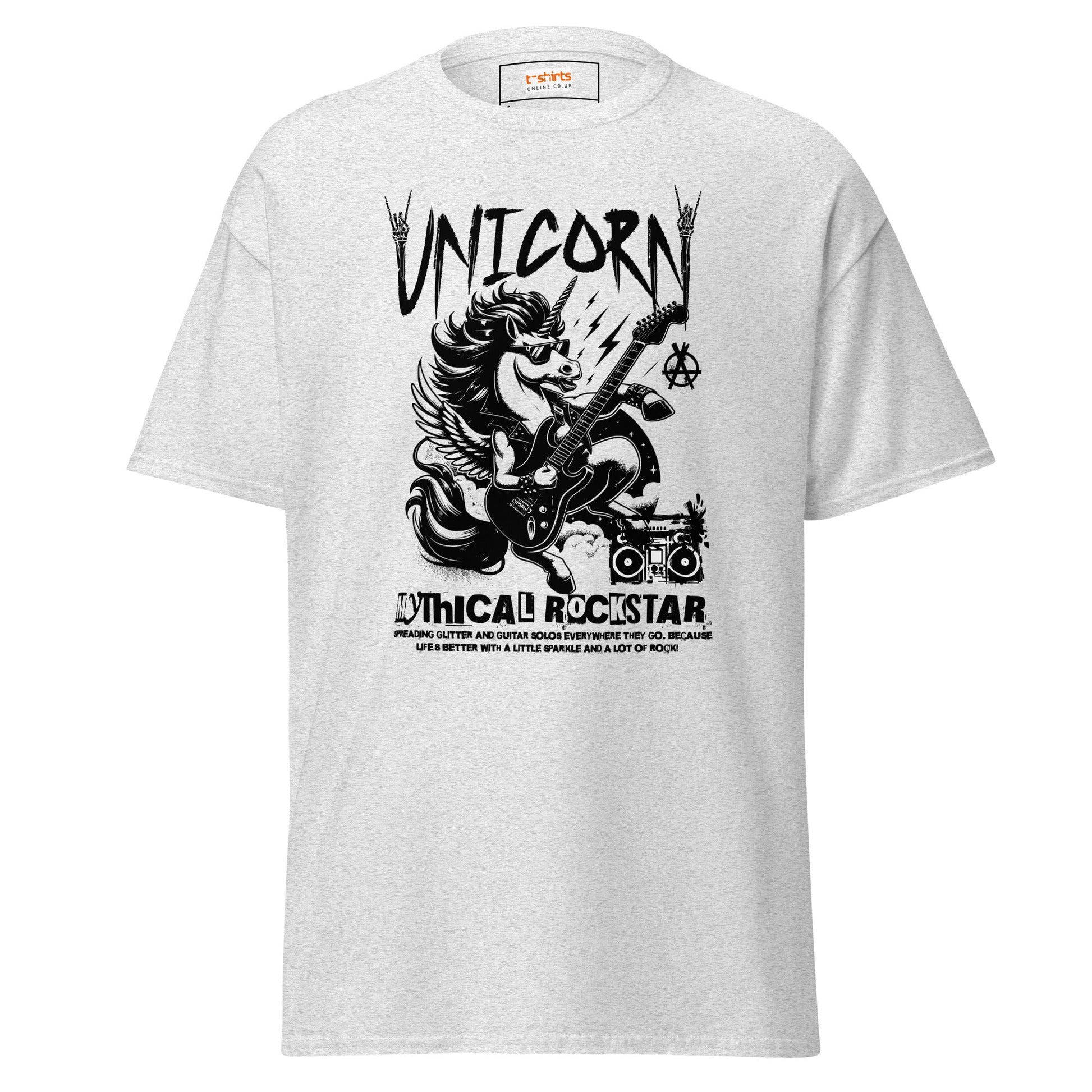 Unicorn Mythical Rockstar T-Shirt - Ash - T-Shirts Online