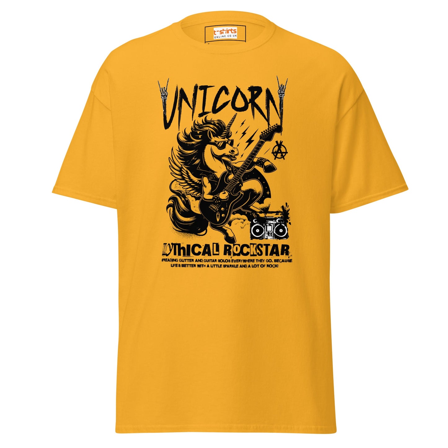 Unicorn Mythical Rockstar T-Shirt - Gold - T-Shirts Online