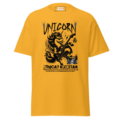 Unicorn Mythical Rockstar T-Shirt - Gold - T-Shirts Online