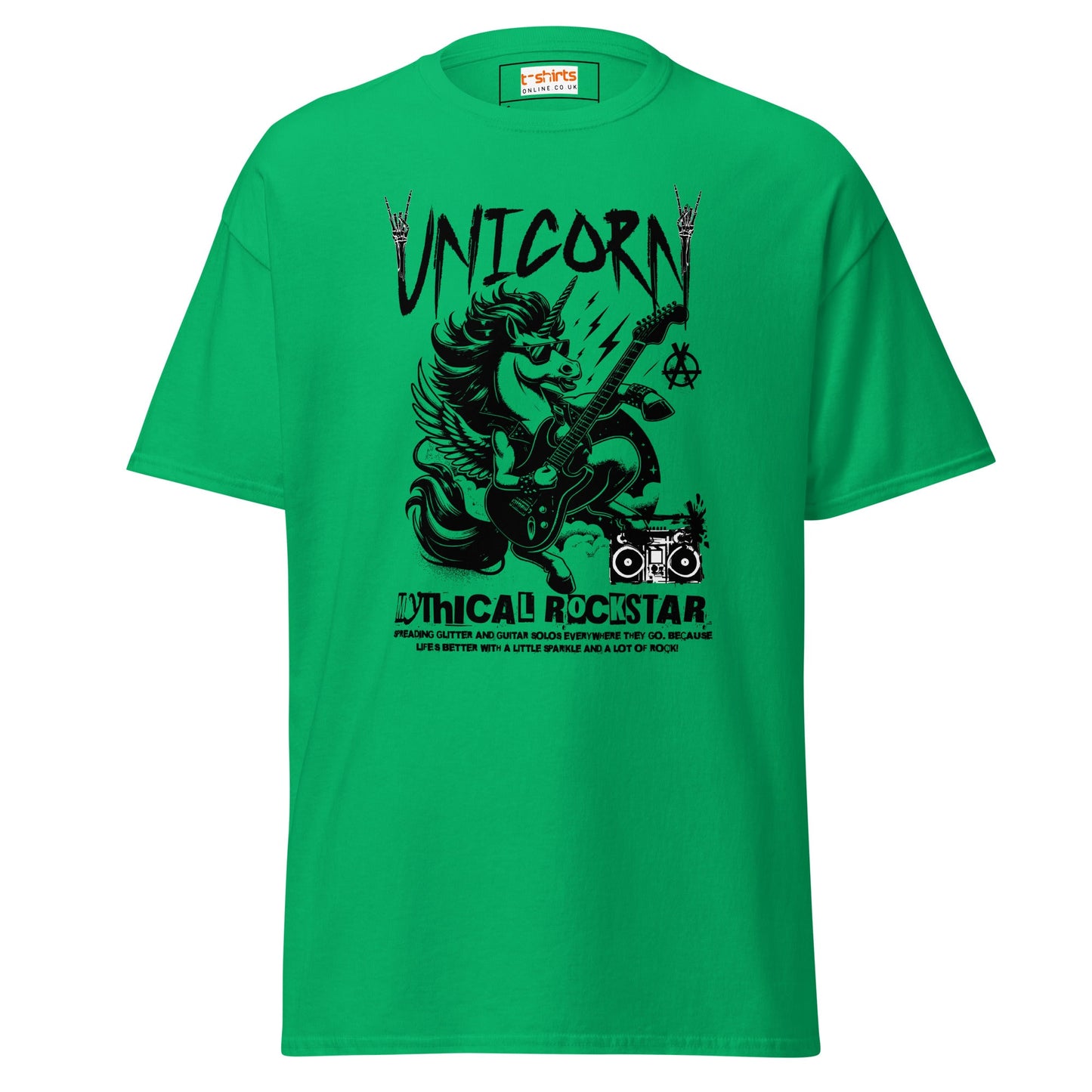 Unicorn Mythical Rockstar T-Shirt - Irish Green - T-Shirts Online