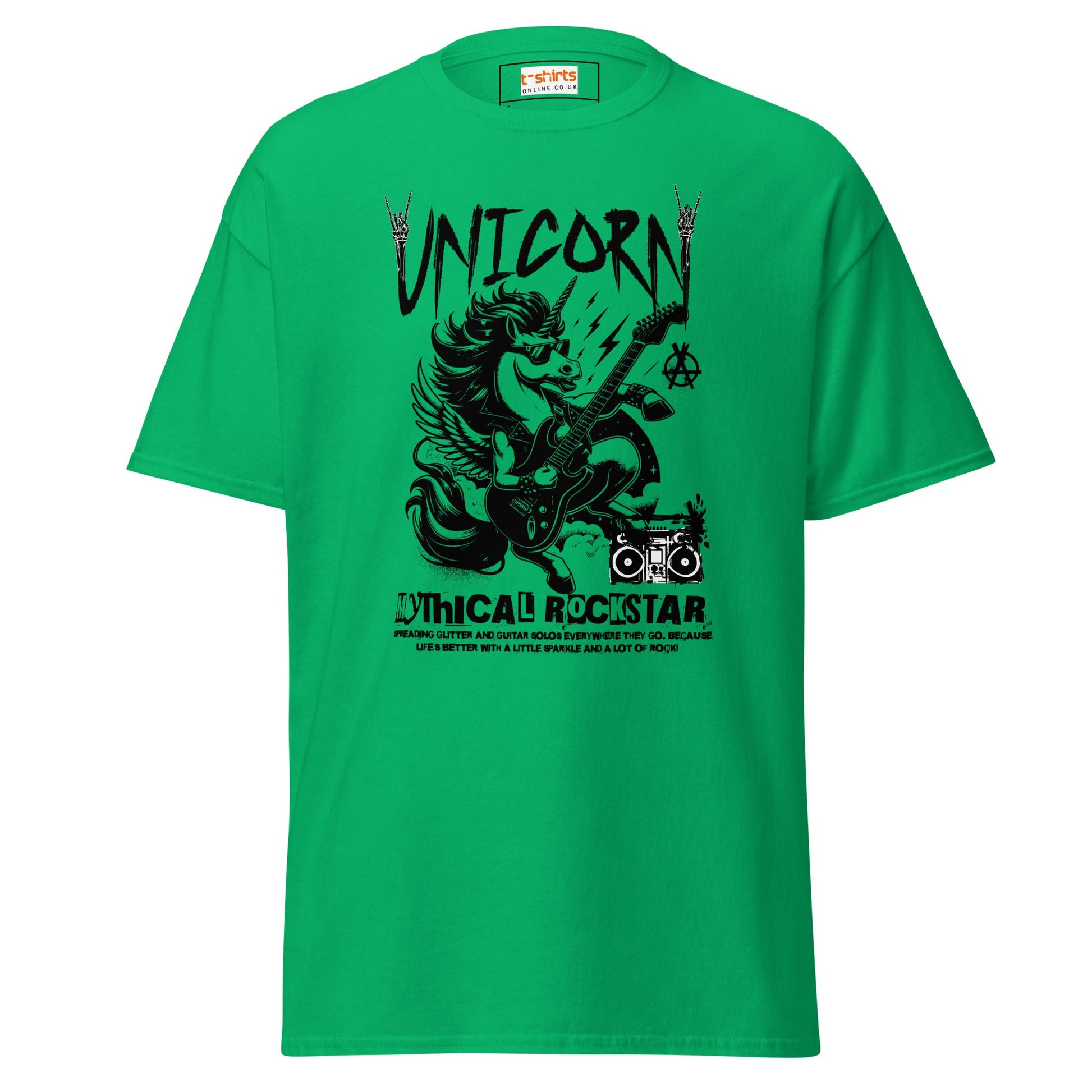 Unicorn Mythical Rockstar T-Shirt - Irish Green - T-Shirts Online