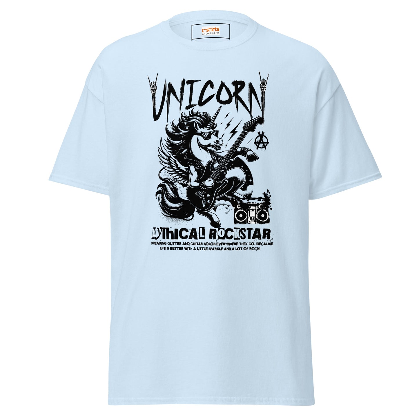 Unicorn Mythical Rockstar T-Shirt - Light Blue - T-Shirts Online